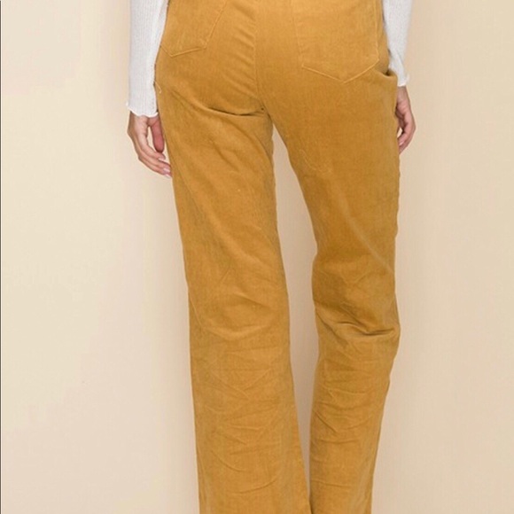 Mustard paper bag cotton corduroy boot leg pants - Picture 3 of 6